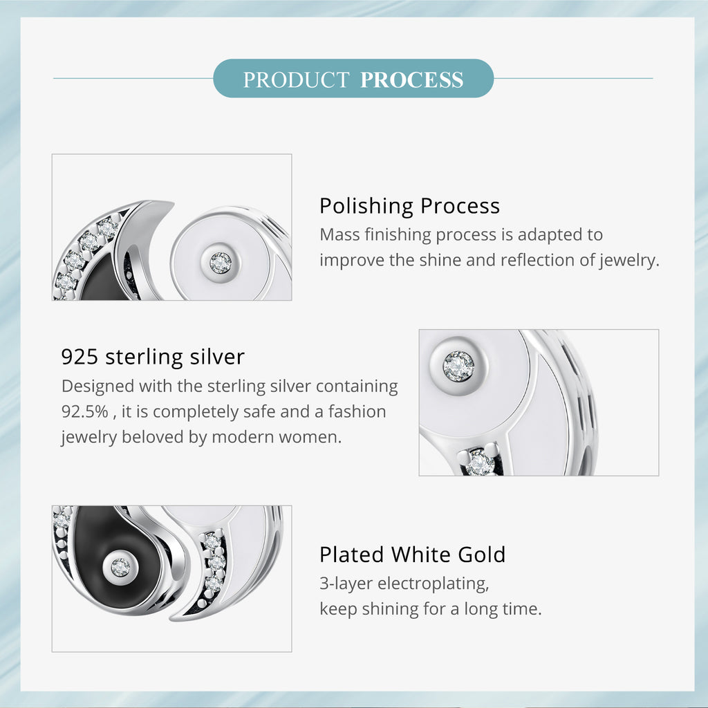 Sylvory 925 Sterling Silver Yin Yang Harmony Charm