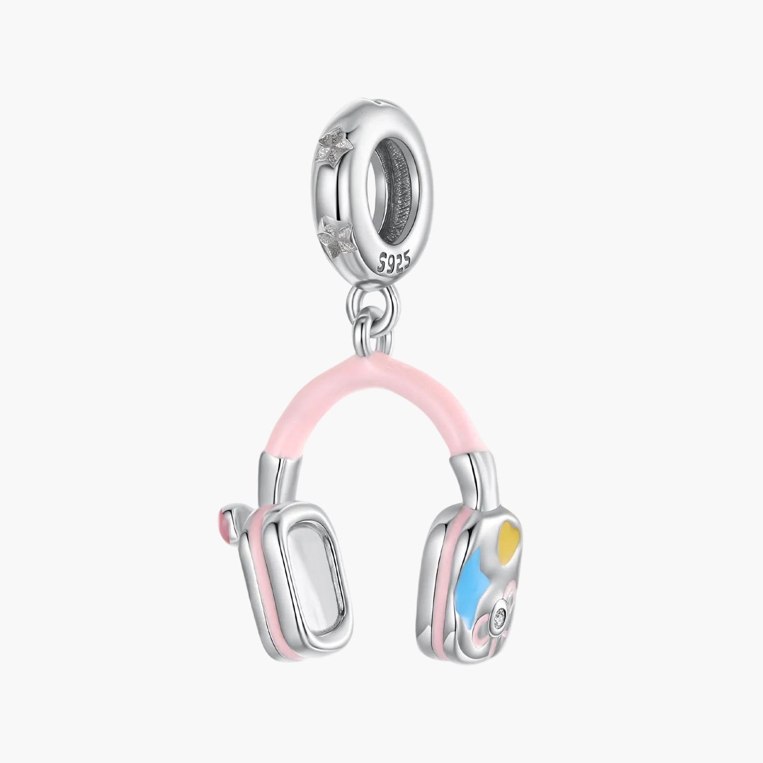 Sylvory 925 Sterling Silver Pink Headphone Charm Main image
