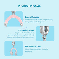 Sylvory 925 Sterling Silver Pink Headphone Charm