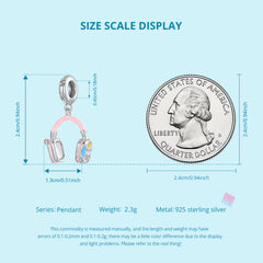 Sylvory 925 Sterling Silver Pink Headphone Charm