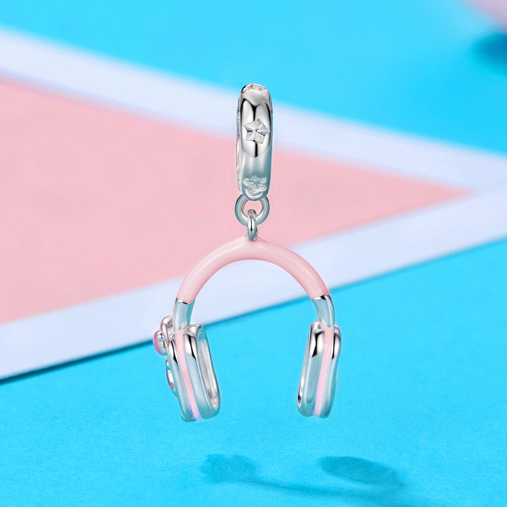 Sylvory 925 Sterling Silver Pink Headphone Charm
