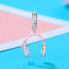 Sylvory 925 Sterling Silver Pink Headphone Charm