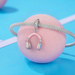 Sylvory 925 Sterling Silver Pink Headphone Charm