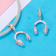 Sylvory 925 Sterling Silver Pink Headphone Charm