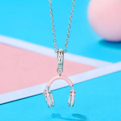 Sylvory 925 Sterling Silver Pink Headphone Charm
