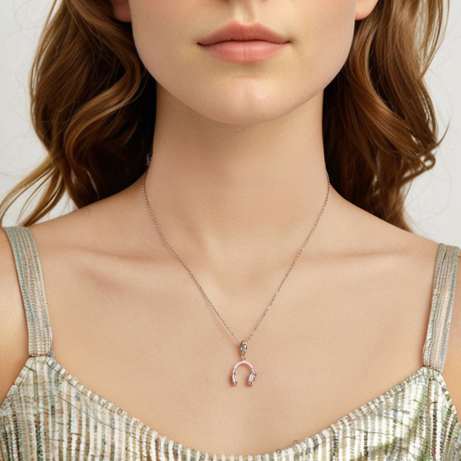 Sylvory 925 Sterling Silver Pink Headphone Charm