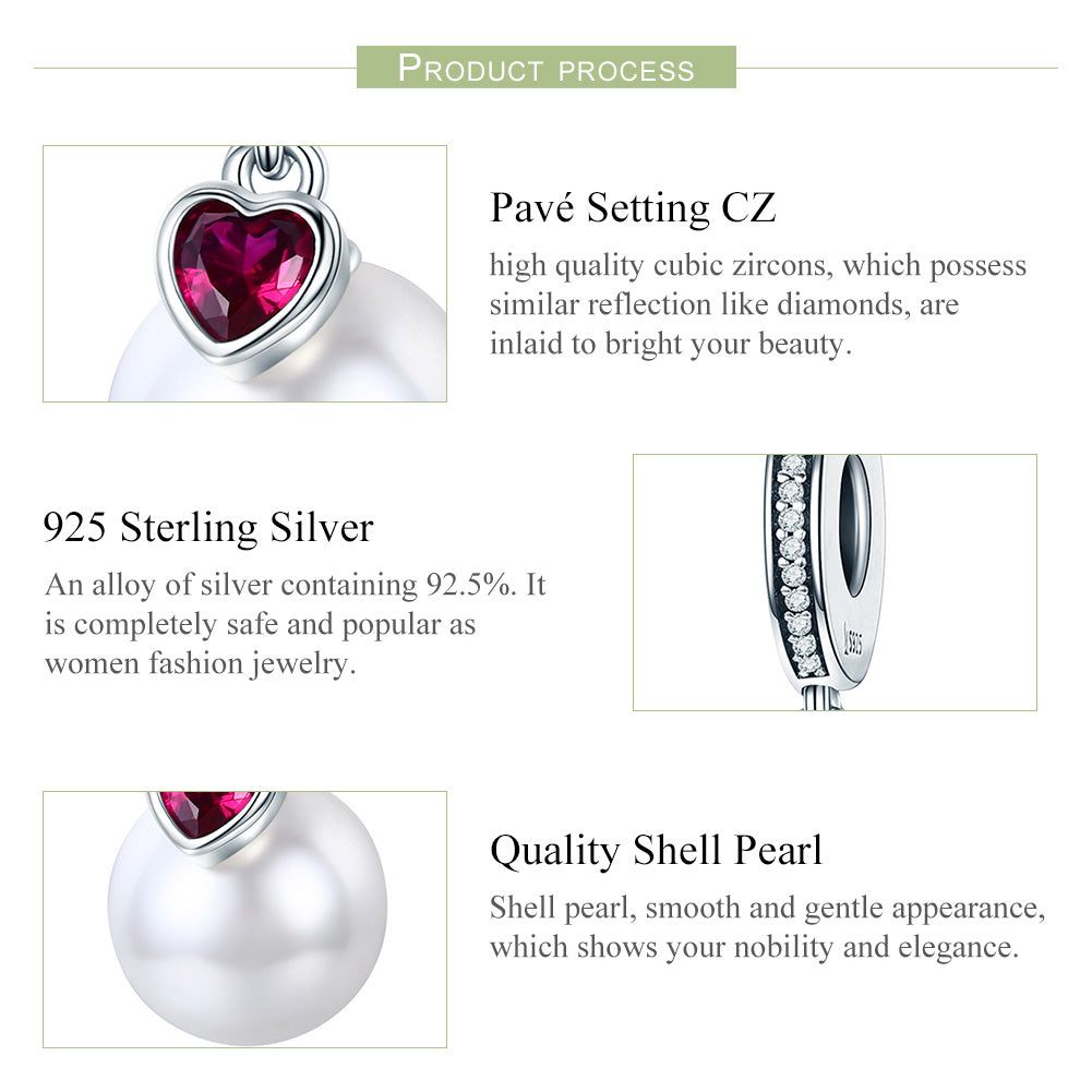 Sylvory 925 Sterling Silver Red Romance Charm