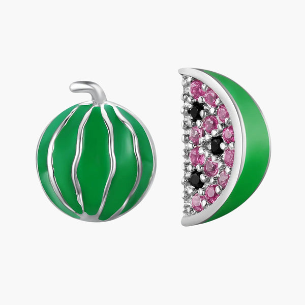 Silver Watermelon Whimsies Studs in 925 Sterling Silver by Sylvory