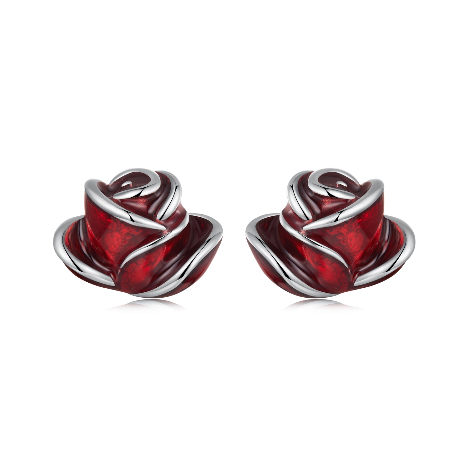 Sylvory 925 Sterling Silver Scarlet Rose Studs