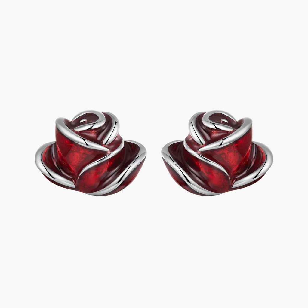 Silver Scarlet Rose Studs