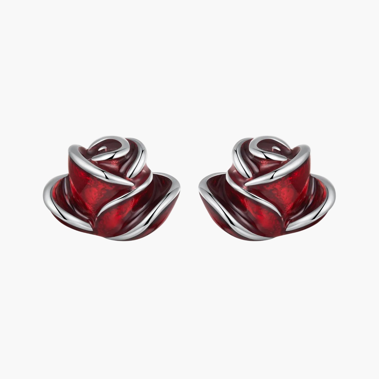 Silver Scarlet Rose Studs