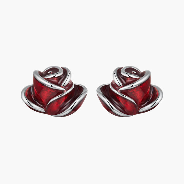 Silver Scarlet Rose Studs in 925 Sterling Silver by Sylvory