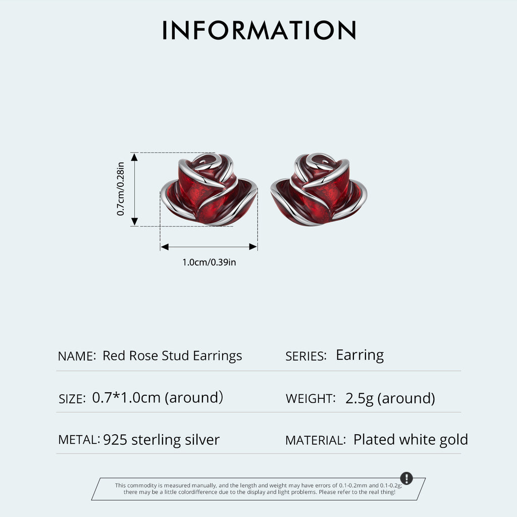 Silver Scarlet Rose Studs