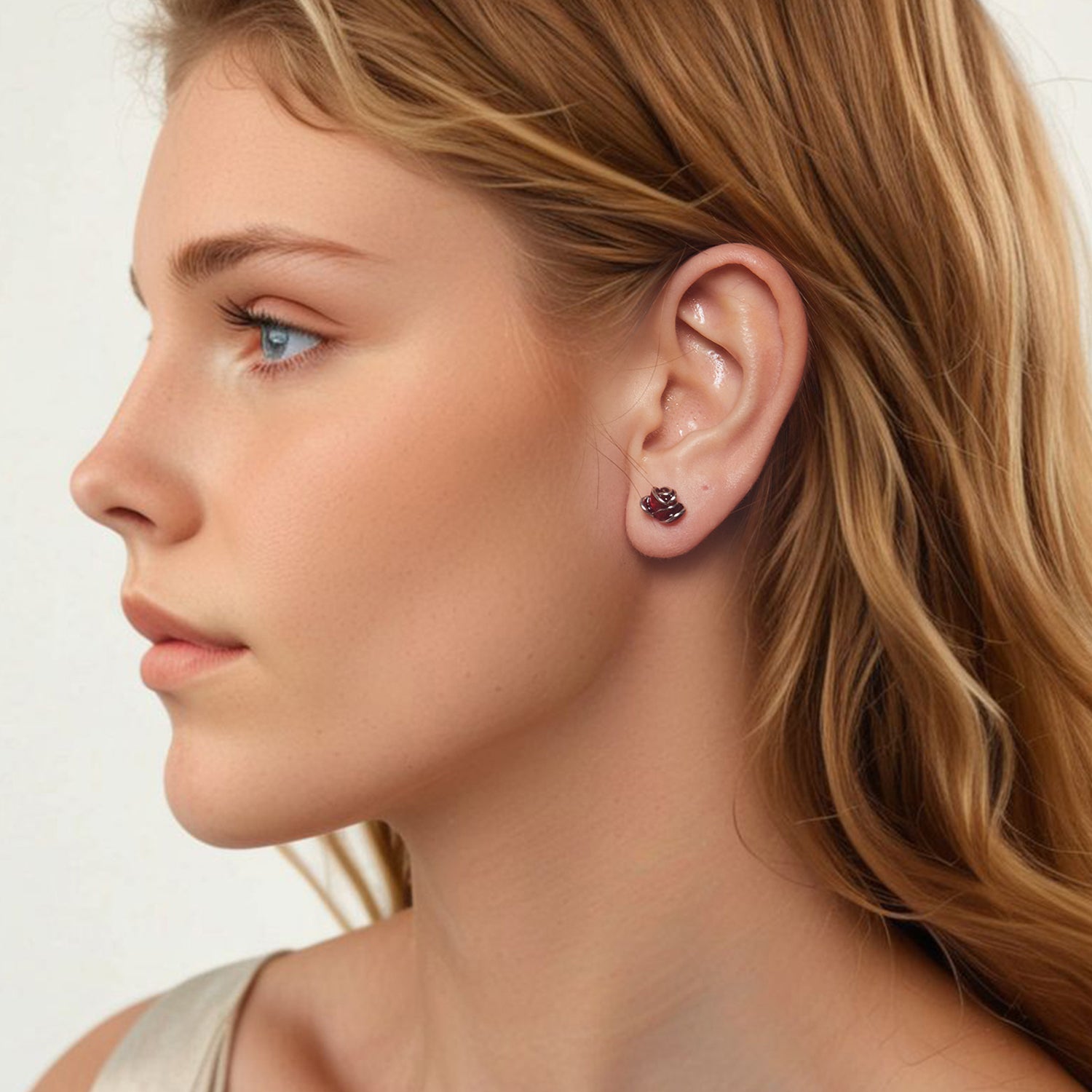 Silver Scarlet Rose Studs