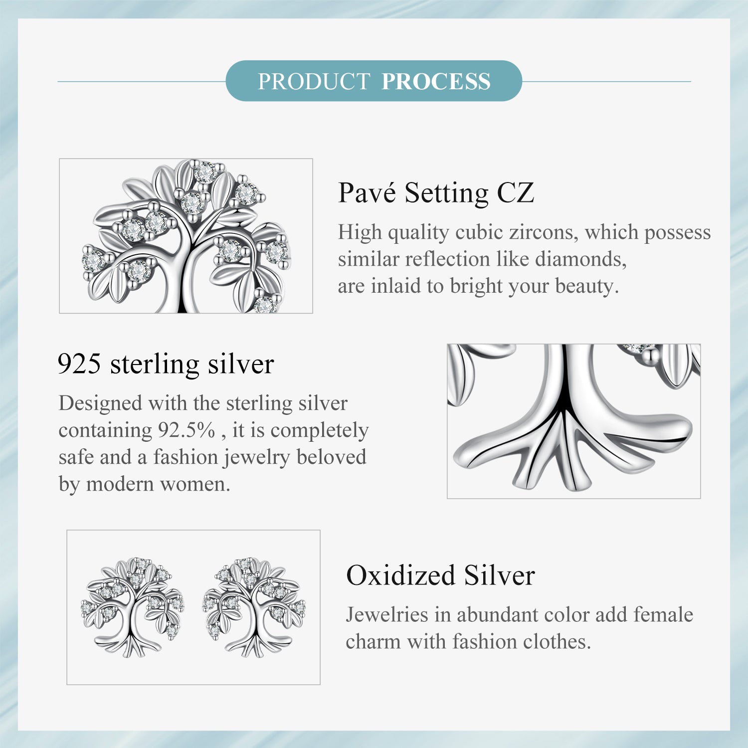 Sylvory 925 Sterling Silver Timeless Tree Studs