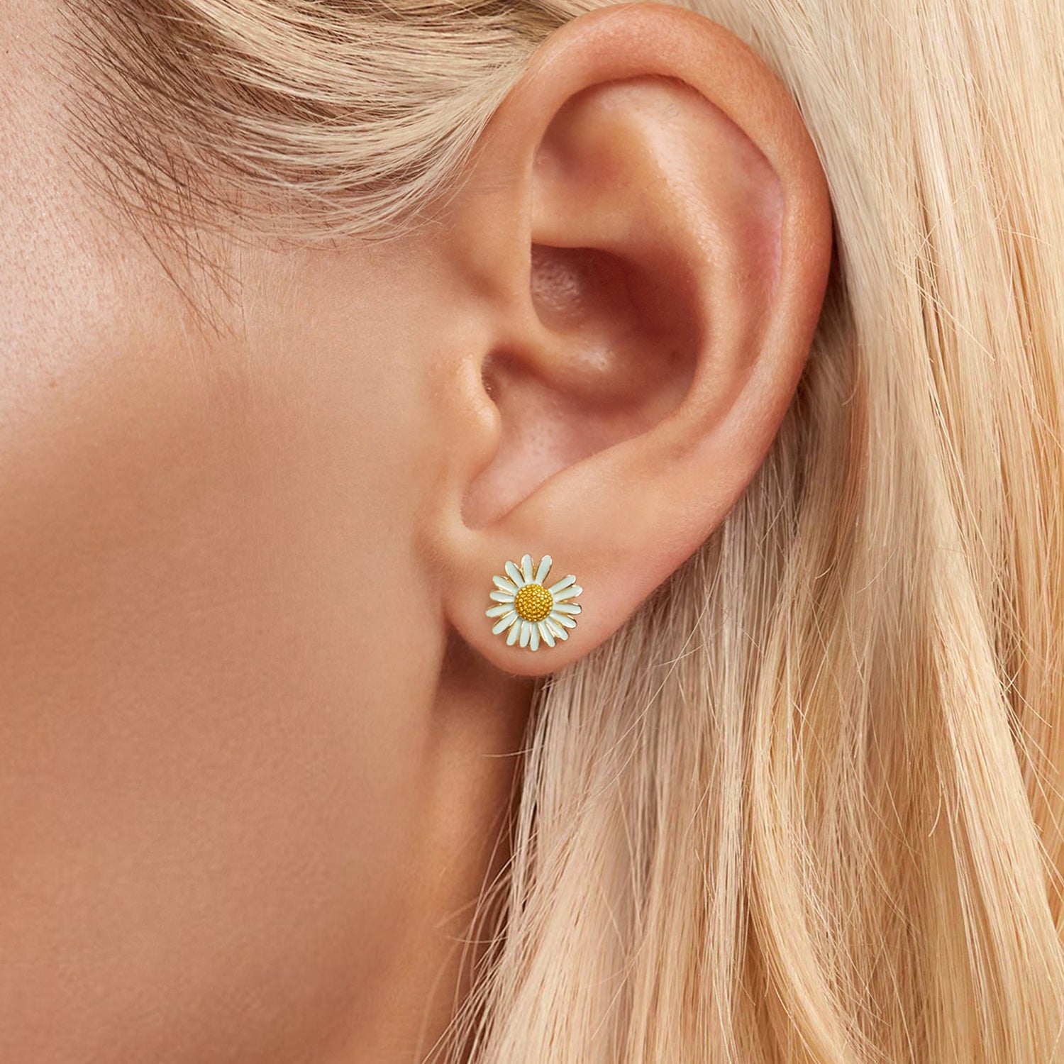 Silver Petite Daisy Studs Secondary image