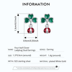 Sylvory 925 Sterling Silver Leaf Ladybug Studs