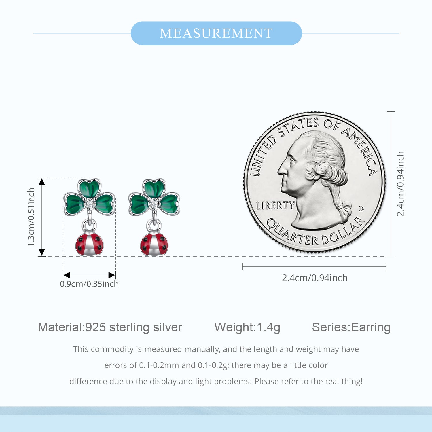 Sylvory 925 Sterling Silver Leaf Ladybug Studs
