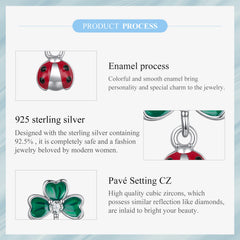 Sylvory 925 Sterling Silver Leaf Ladybug Studs