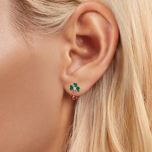 Sylvory 925 Sterling Silver Leaf Ladybug Studs