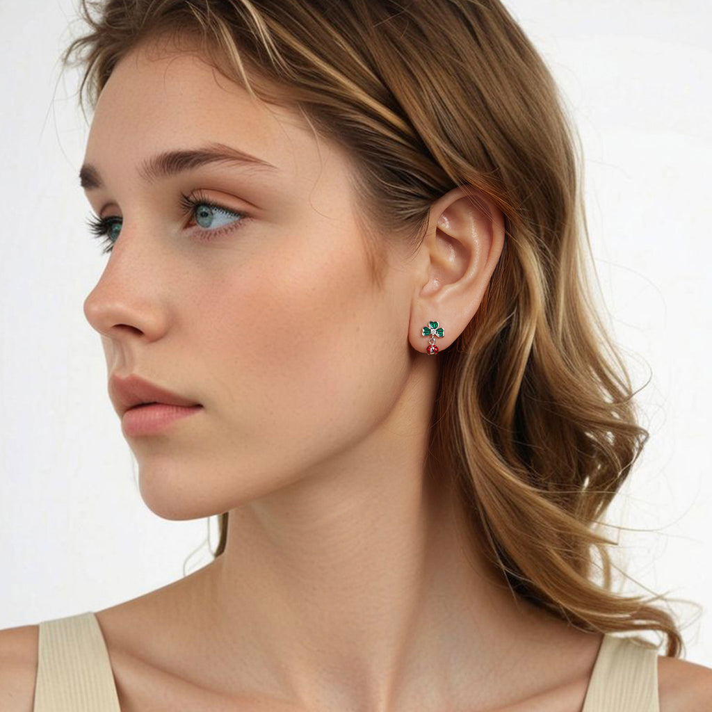 Sylvory 925 Sterling Silver Leaf Ladybug Studs