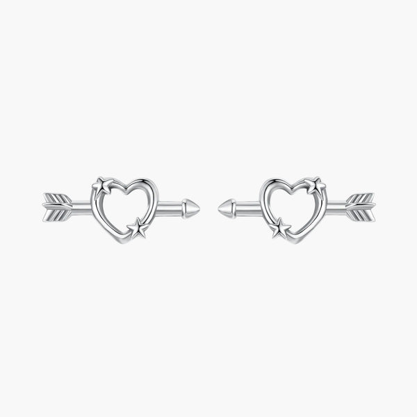 Silver Cupid's Arrow Studs in 925 Sterling Silver by Sylvory