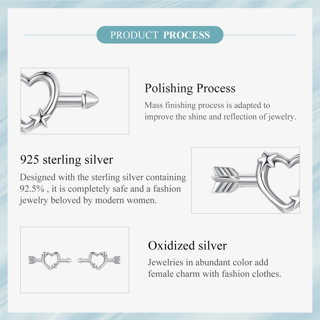 Sylvory 925 Sterling Silver Cupid's Arrow Studs