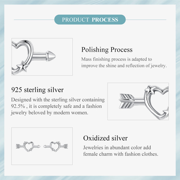 Sylvory 925 Sterling Silver Cupid's Arrow Studs