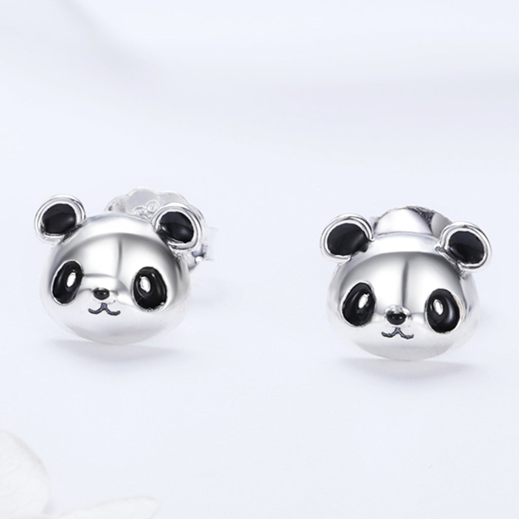 Silver Panda Pop Studs