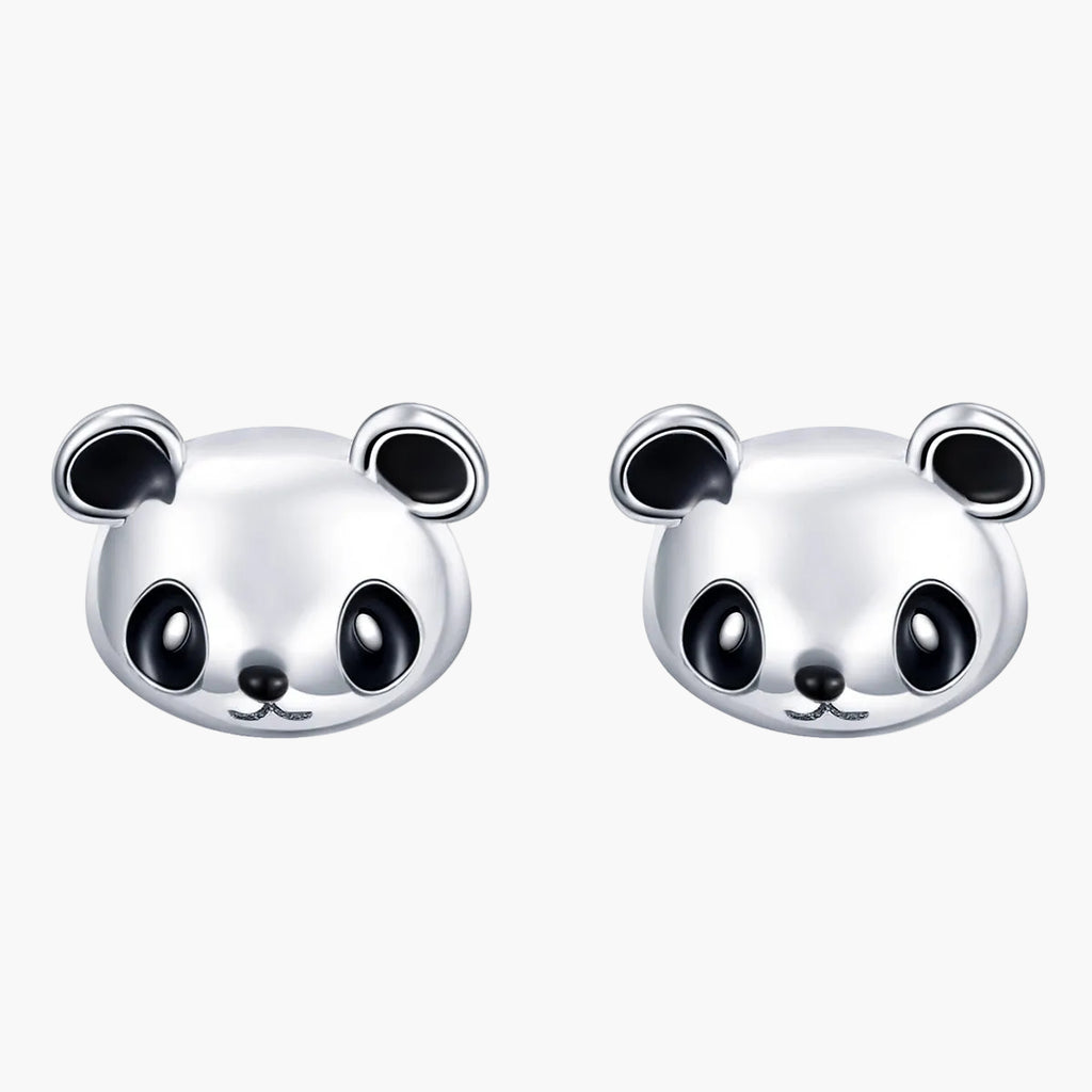 Silver Panda Pop Studs