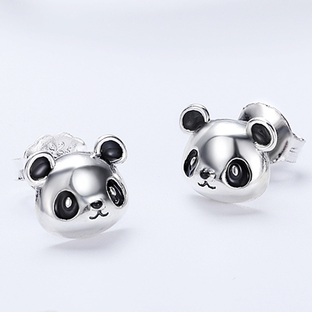 Silver Panda Pop Studs