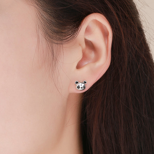 Silver Panda Pop Studs