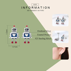 Sylvory 925 Sterling Silver Heartbot Studs