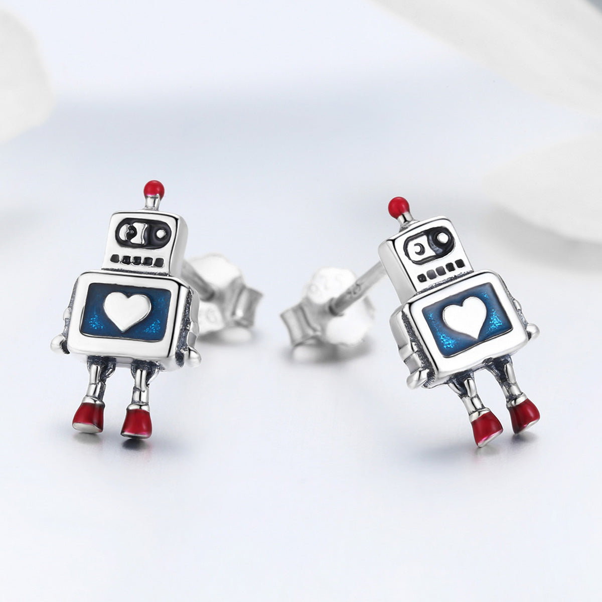 Sylvory 925 Sterling Silver Heartbot Studs