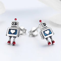 Sylvory 925 Sterling Silver Heartbot Studs