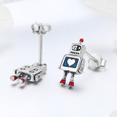 Sylvory 925 Sterling Silver Heartbot Studs