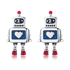 Sylvory 925 Sterling Silver Heartbot Studs