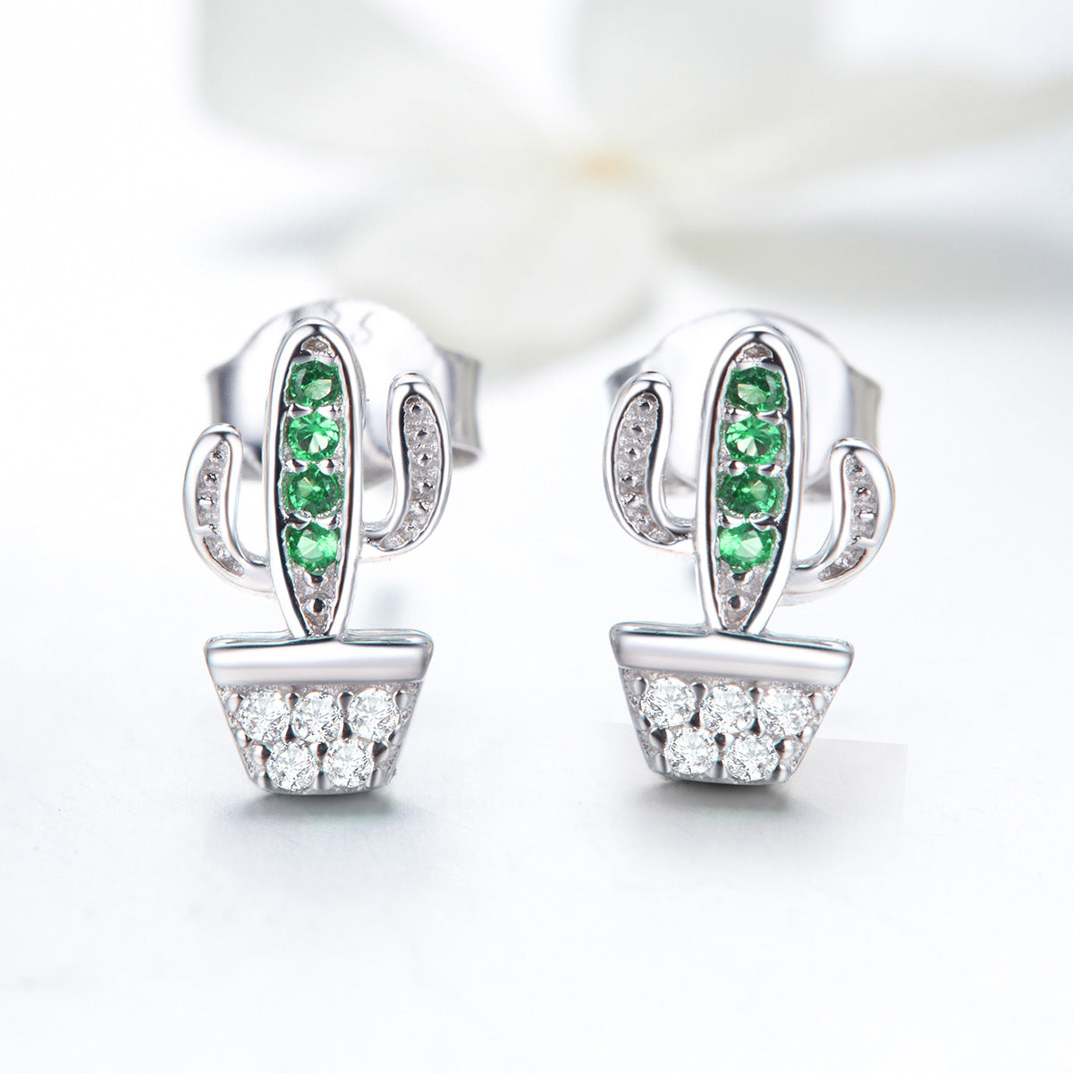 Sylvory 925 Sterling Silver Cactus Cutie Studs