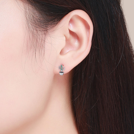 Sylvory 925 Sterling Silver Cactus Cutie Studs