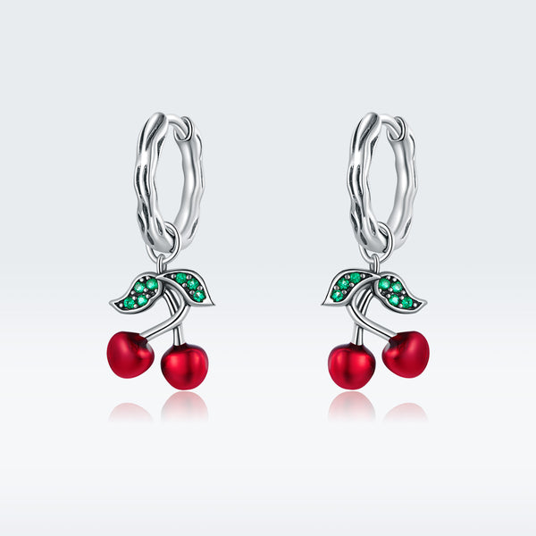 Silver Sweet Cherry Hoops