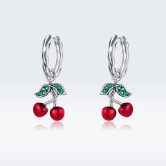 Silver Sweet Cherry Hoops