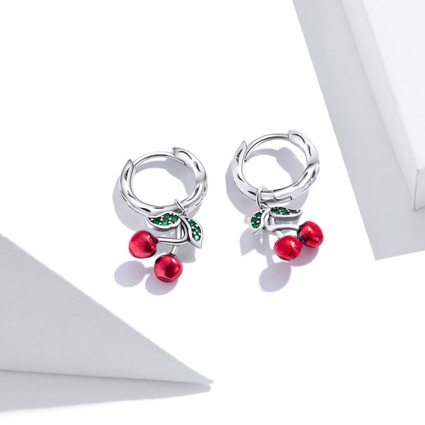 Silver Sweet Cherry Hoops