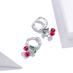 Silver Sweet Cherry Hoops
