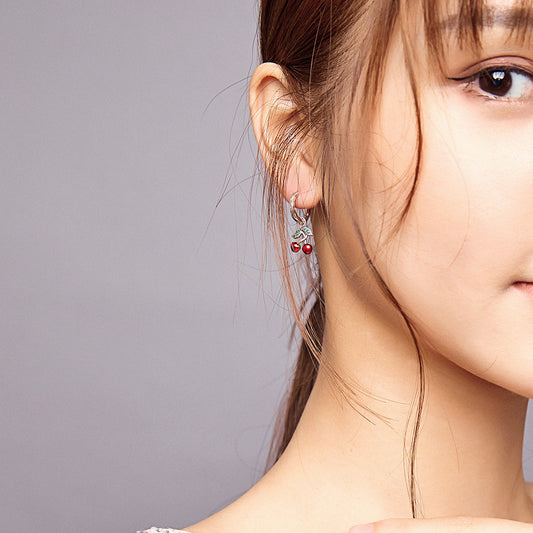 Silver Sweet Cherry Hoops