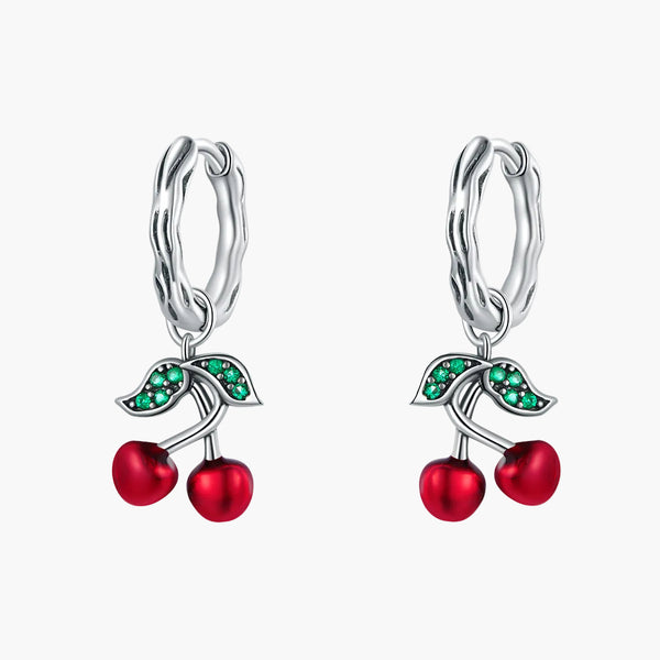 Silver Sweet Cherry Hoops in 925 Sterling Silver by Sylvory