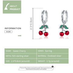 Sylvory 925 Sterling Silver Sweet Cherry Hoops