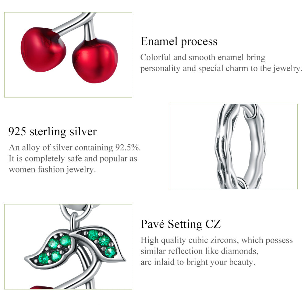 Sylvory 925 Sterling Silver Sweet Cherry Hoops