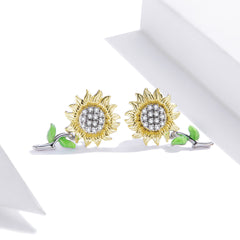 Sylvory 925 Sterling Silver Sunflower Studs