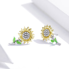 Sylvory 925 Sterling Silver Sunflower Studs