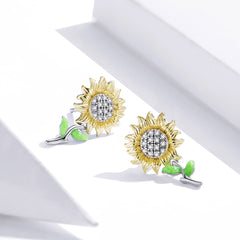 Sylvory 925 Sterling Silver Sunflower Studs